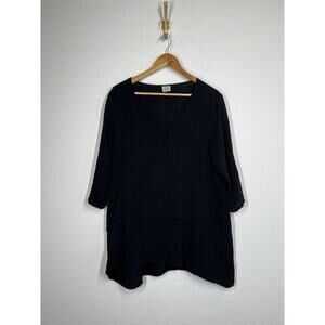 Et’ Lois Cotton Gauze Layered Tunic Top Small Black Lagenlook Gretchen